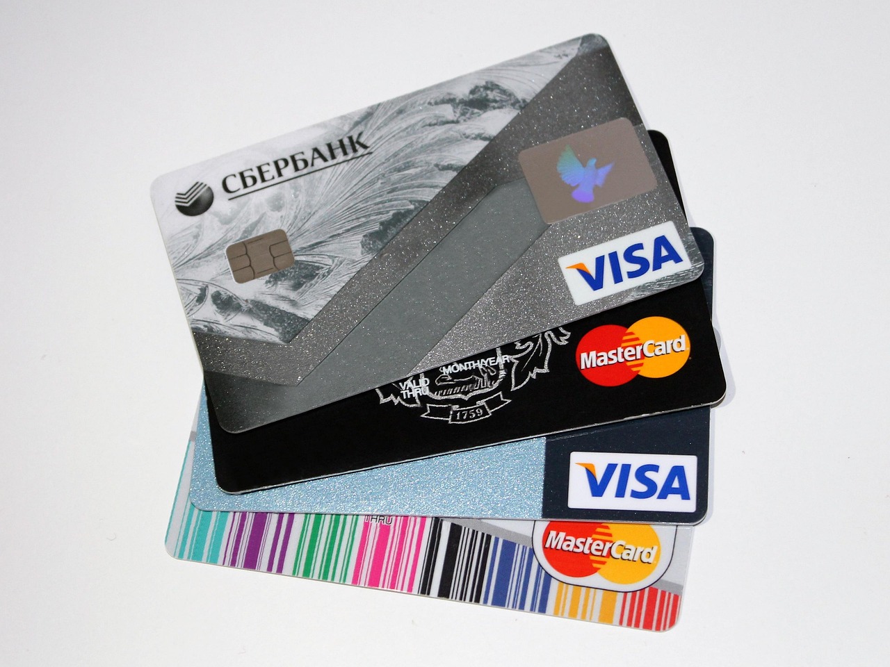 A selection of payment cards, representing the virtual cards issued through Airpero